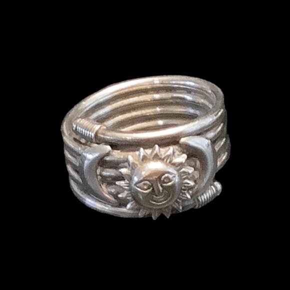 Ring Triple Moon Goddess Silver Coiled Approx Ring Size 10 - Picture 3 of 4